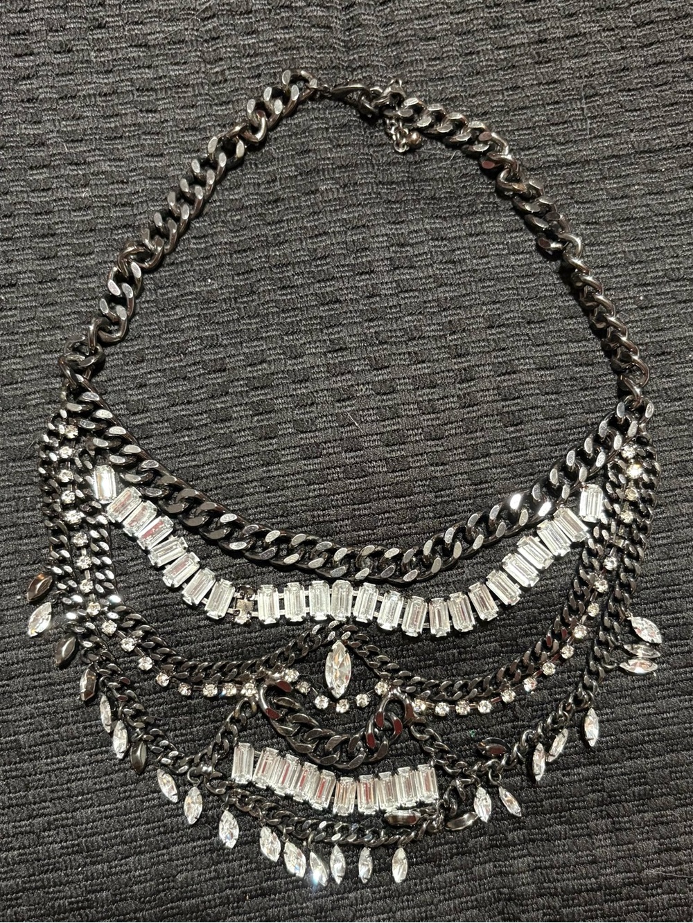 Statement Silver-Tone Crystal Statement Necklace